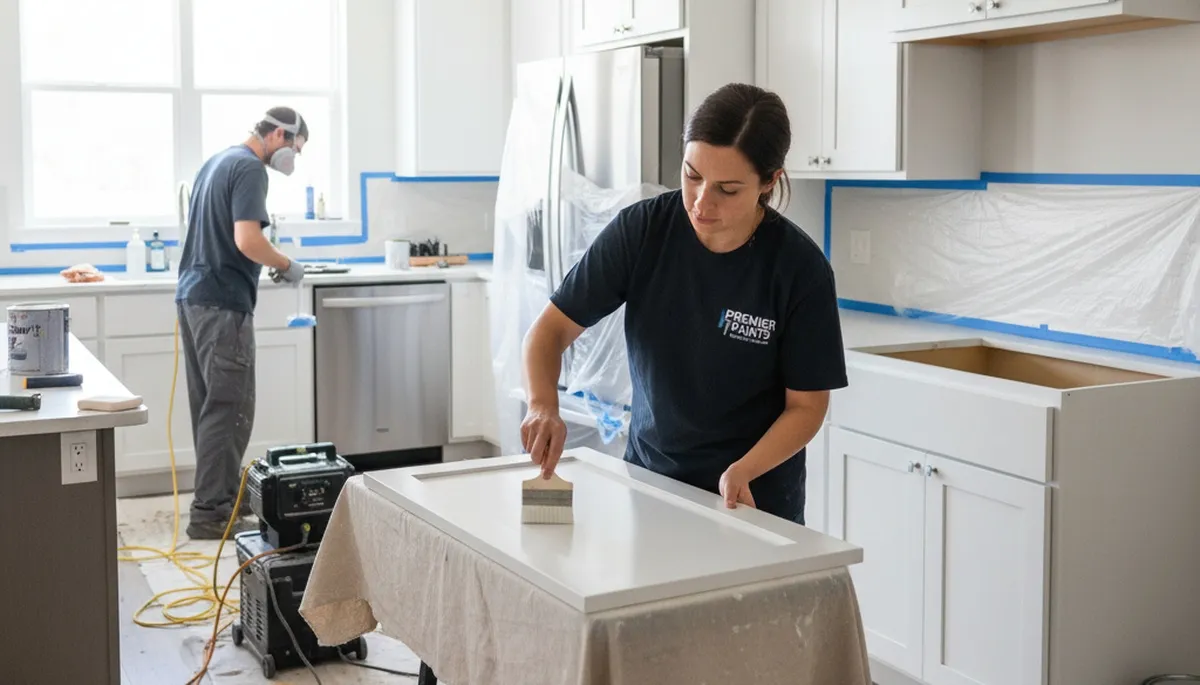 Professional cabinet painting in San Jose, CA transforming kitchen cabinets with a smooth durable finish