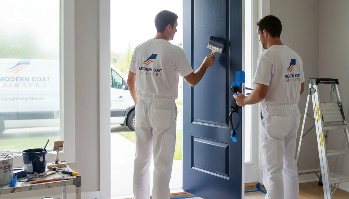 Professional door painting by house painters in San Jose, CA enhancing curb appeal and durability