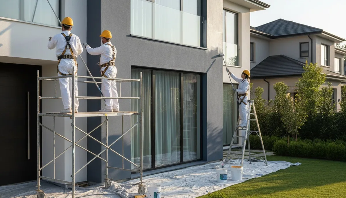 Professional exterior house painting on stucco home in San Jose, CA by expert painters