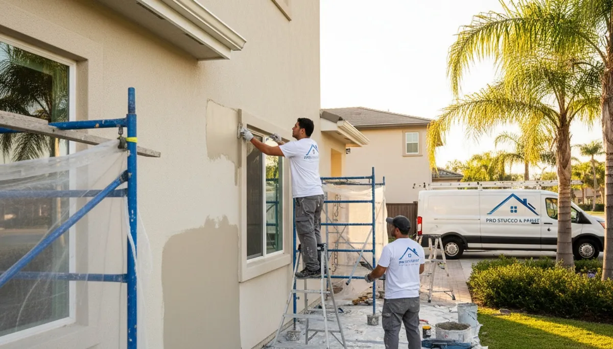 Professional stucco repair on San Jose, CA home exterior restoring wall texture and curb appeal